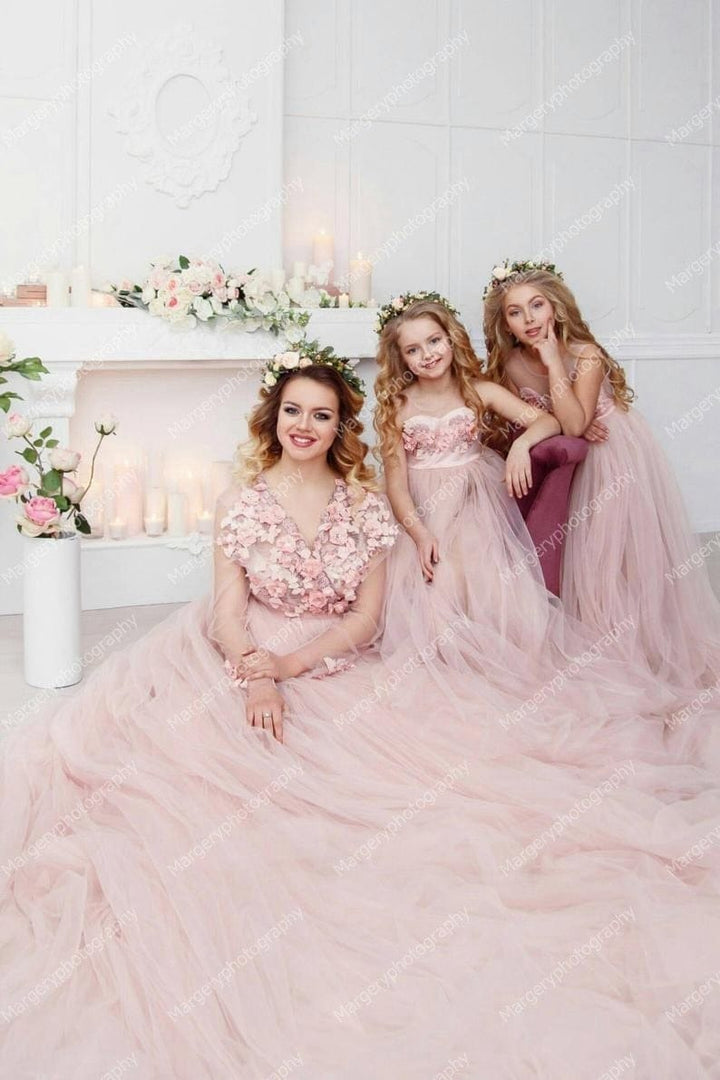 Elegant Tulle Lace Mother And Daughter Dresses Bennys Beauty World