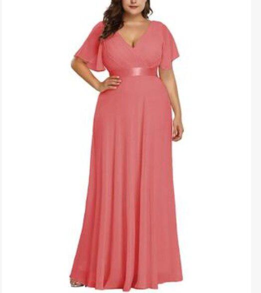 Elegant V-Neck Chiffon Evening Dress Bennys Beauty World