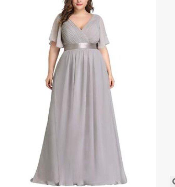 Elegant V-Neck Chiffon Evening Dress Bennys Beauty World