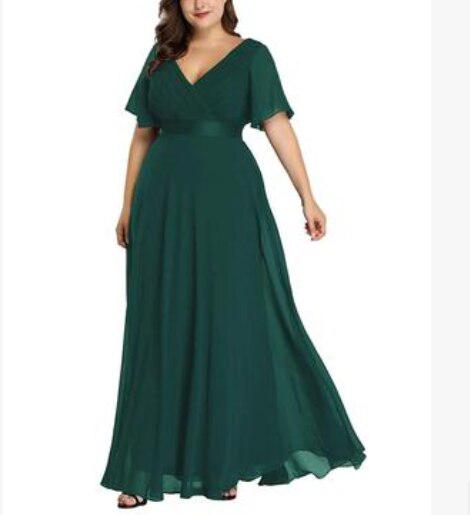 Elegant V-Neck Chiffon Evening Dress Bennys Beauty World