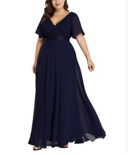 Elegant V-Neck Chiffon Evening Dress Bennys Beauty World