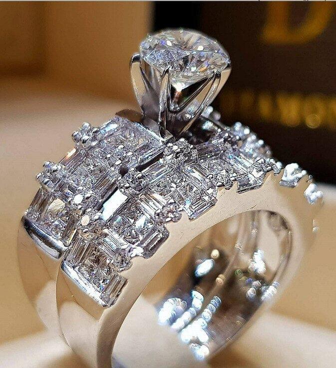 Women Rings Ring Engagement Band Elegant Diamond Ring Silver Bridal Zircon  Wedding Rings Jewelry Accessories Women Rings, A, 10 : : Clothing,  Shoes & Accessories