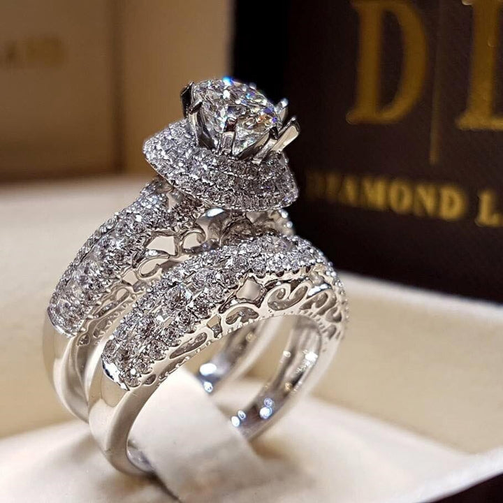 Elegant Wedding Ring Set For Woman Cubic Zirconia vintage Bridal Engagement Ring Bennys Beauty World