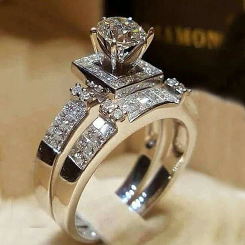 Elegant Wedding Ring Set For Woman Cubic Zirconia vintage Bridal Engagement Ring Bennys Beauty World