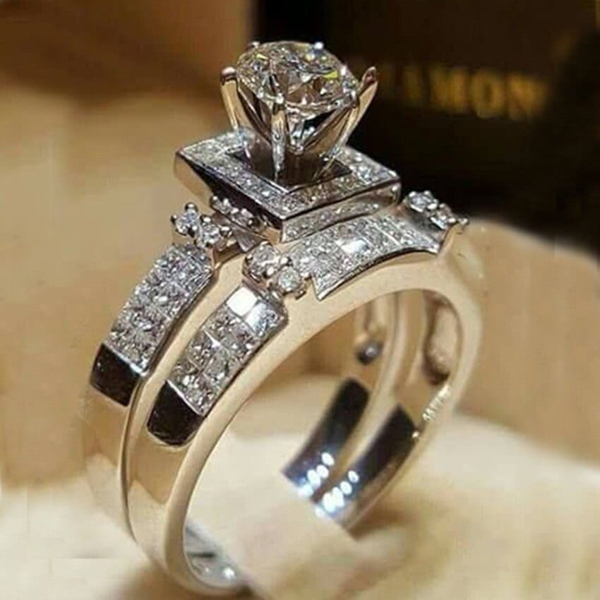 Elegant Wedding Ring Set For Woman Cubic Zirconia vintage Bridal Engag –  Bennys Beauty World