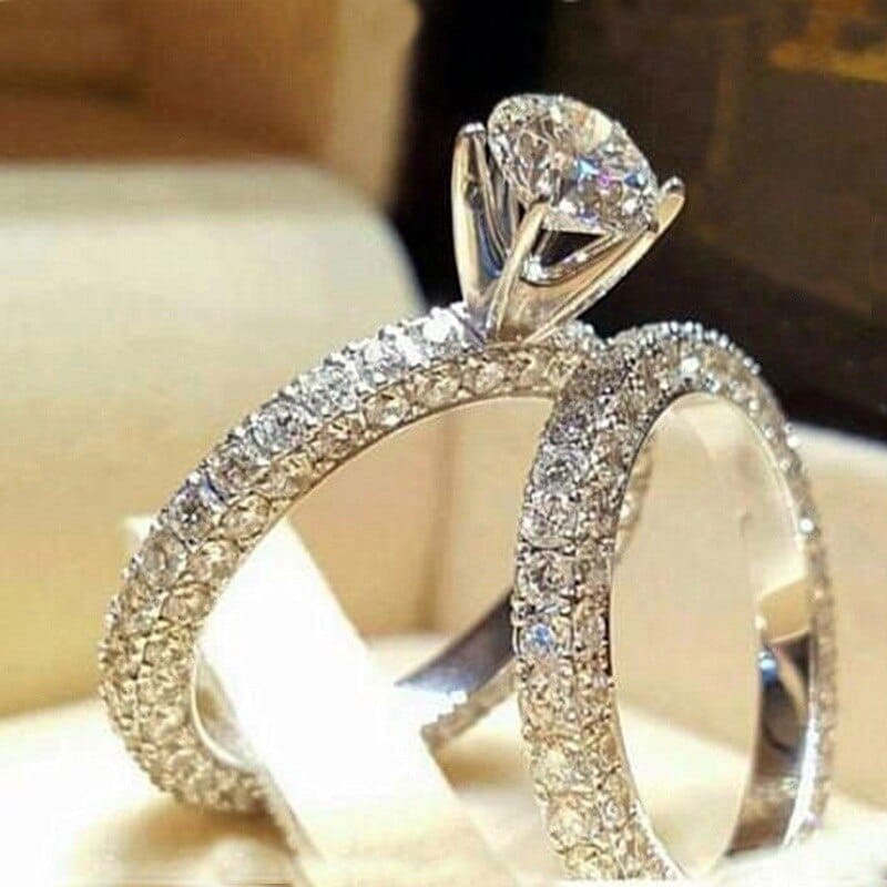 Elegant Wedding Ring Set For Woman Cubic Zirconia vintage Bridal