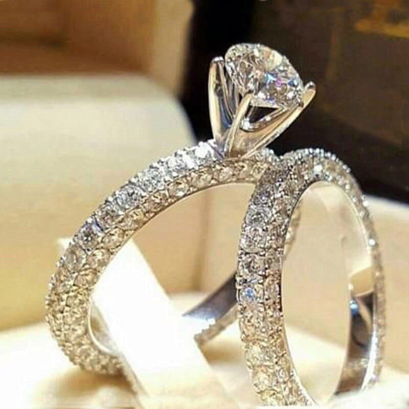 Elegant Wedding Ring Set For Woman Cubic Zirconia vintage Bridal Engagement Ring Bennys Beauty World