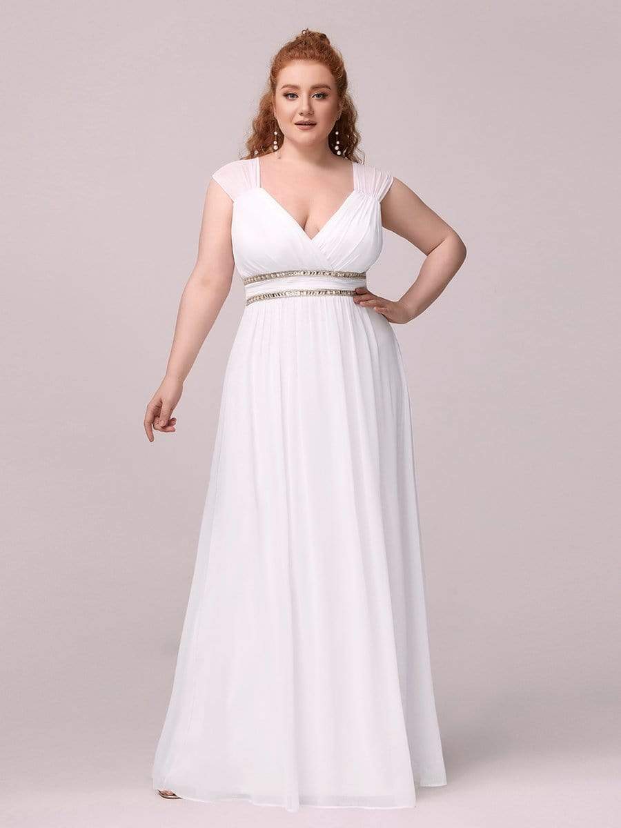 Elegant Women's Long A-LINE V-Neck Sleeveless Dress Bennys Beauty World