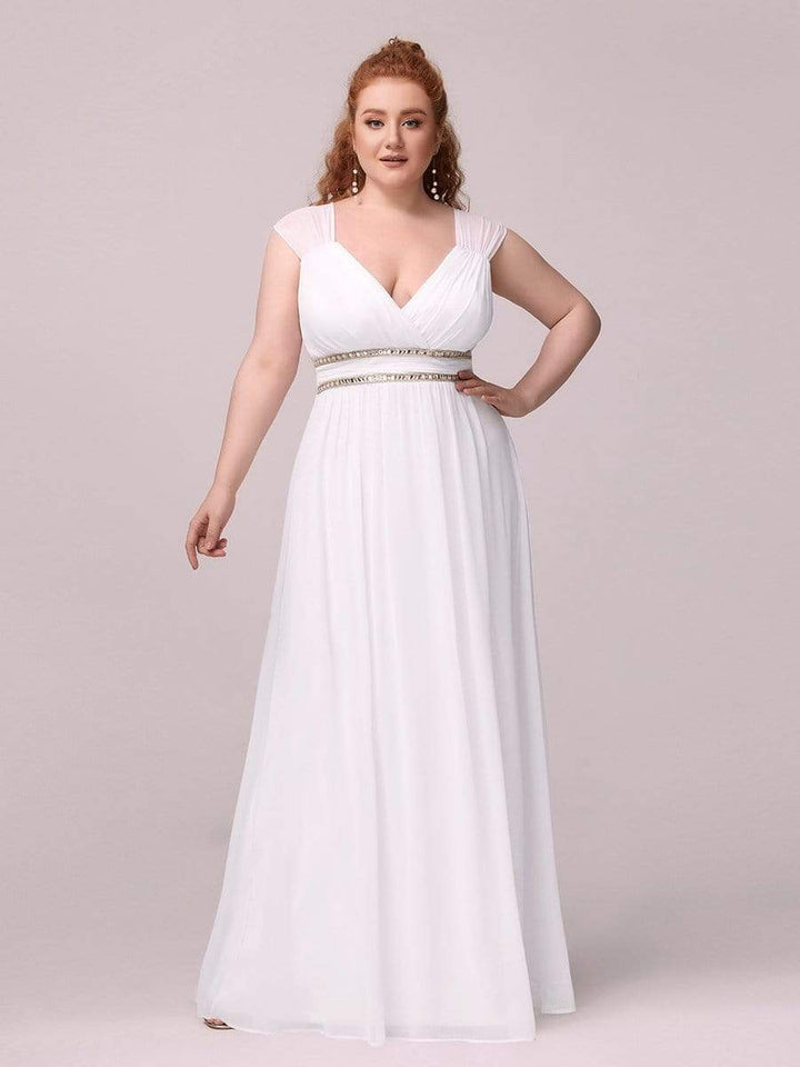 Elegant Women's Long A-LINE V-Neck Sleeveless Dress Bennys Beauty World