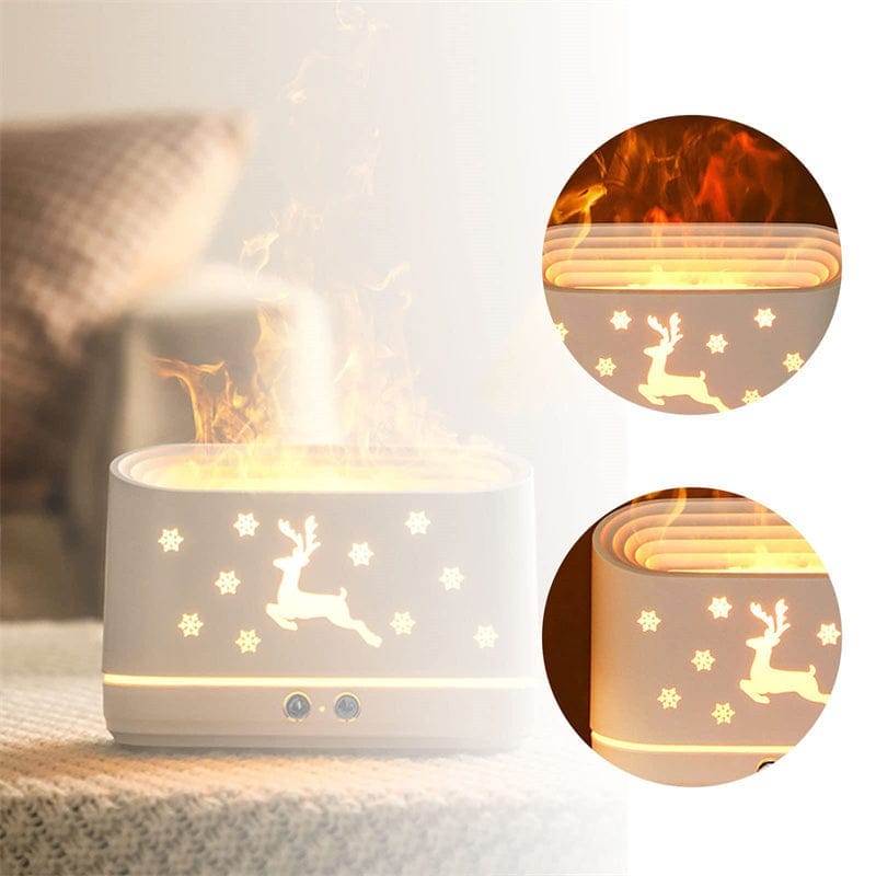 Fire Clock Humidifier - Flame Lamp Oil Diffuser - Night Light