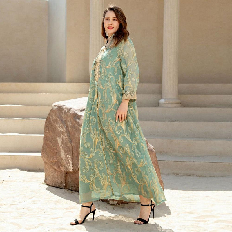 Embroidered Dubai Sequin Hijab Saudi Arabia Jalabiya Kaftan Muslim Lady  Dress Bennys Beauty World