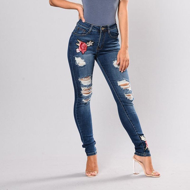 Embroidery jeans stretch jeans pants Bennys Beauty World