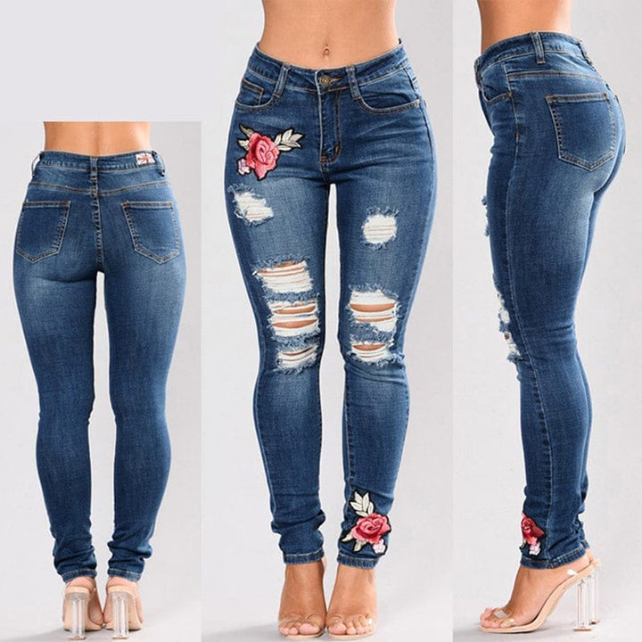 Embroidery jeans stretch jeans pants Bennys Beauty World