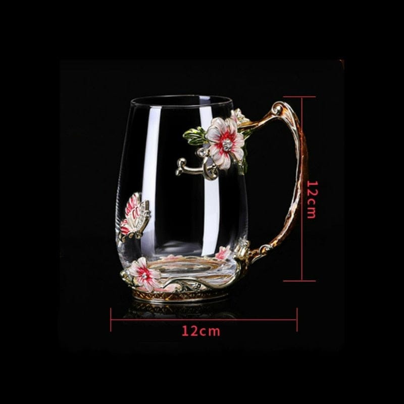 Enamel Coffee Cup Mug Flower Tea Glass Cups for Hot and Cold Drinks Bennys Beauty World