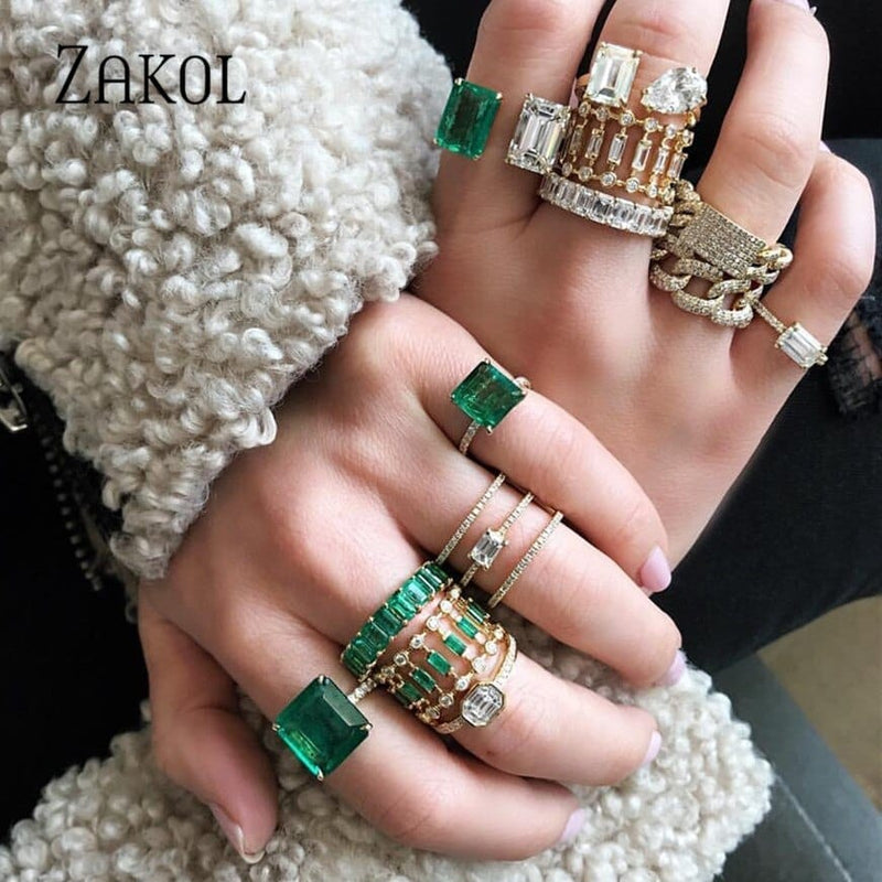 Eternity Luxury Green Stackable Chic Rings for Women Statement Finger Ring Bennys Beauty World