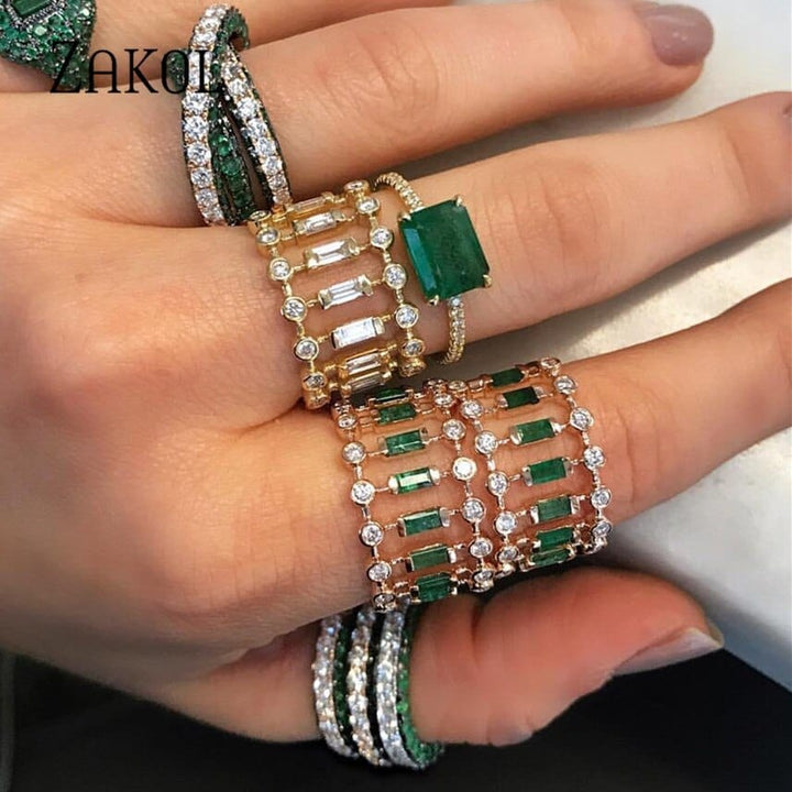 Eternity Luxury Green Stackable Chic Rings for Women Statement Finger Ring Bennys Beauty World