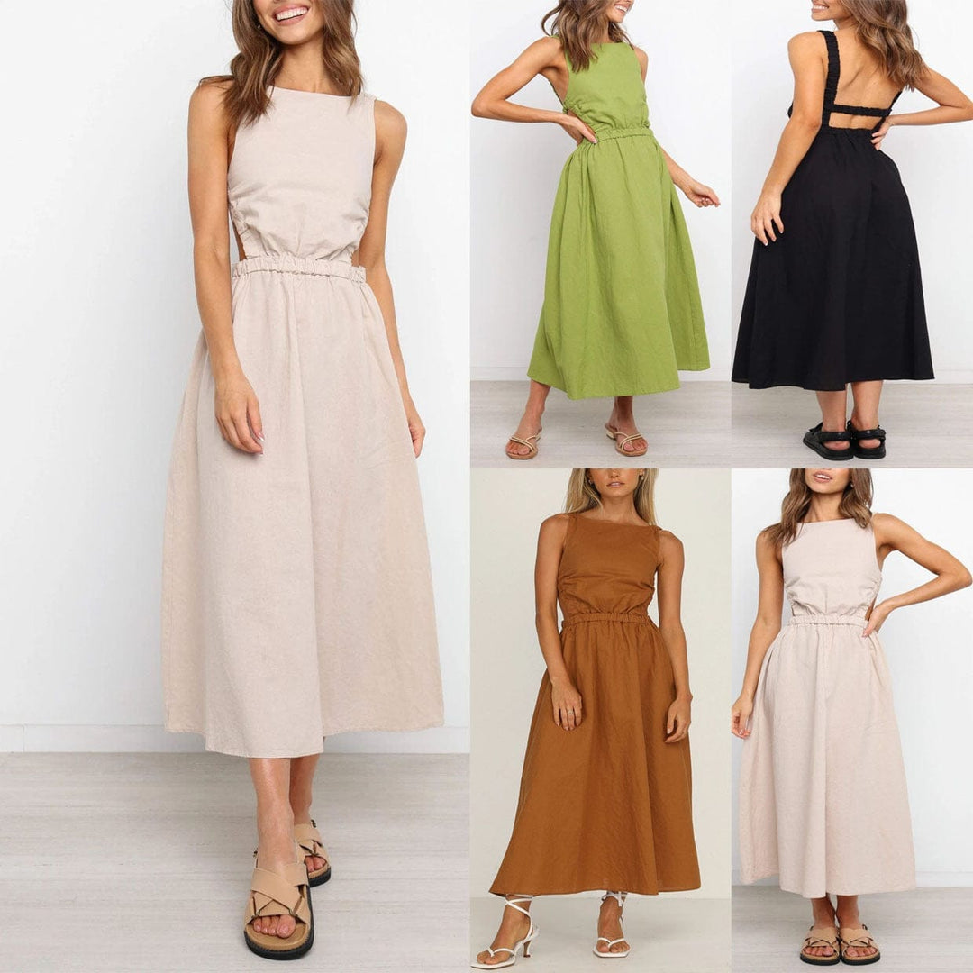 European And American Spring And Summer Sexy Cotton And Linen Dress BENNYS 