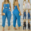 European And American Women's New Blue Tube Top One-piece Trousers Bennys Beauty World