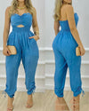 European And American Women's New Blue Tube Top One-piece Trousers Bennys Beauty World