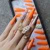 Extra nude long coffin fake nail Rhinestone luxury coffin nails Bennys Beauty World