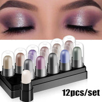 Eyeshadow Pencil Set 12 Colors Waterproof Long Lasting Glitter Eye Shadow Bennys Beauty World