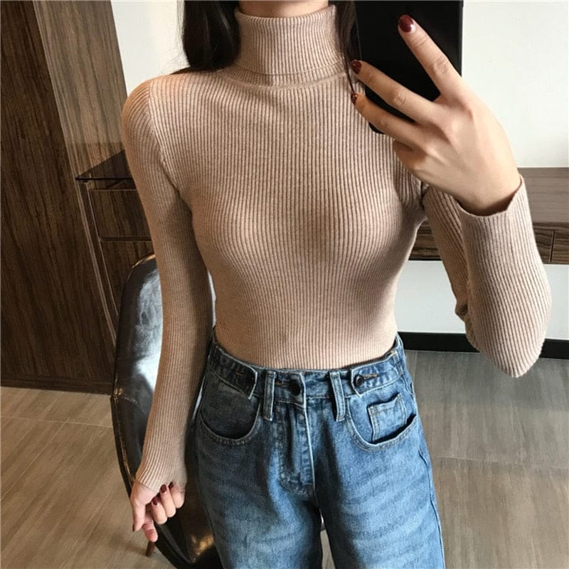 Fall & Winter Thick Sweater Knitted Ribbed Pullover Sweater For Women Bennys Beauty World