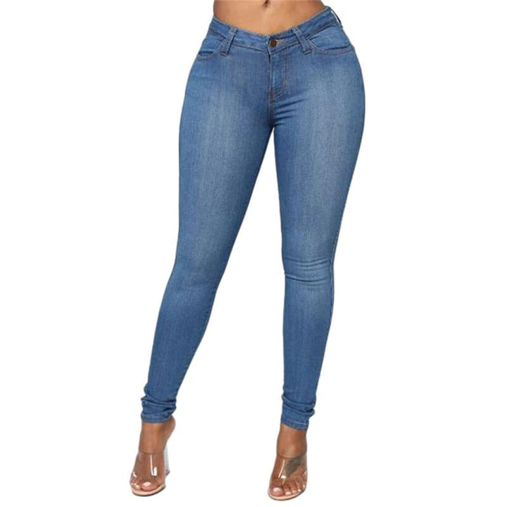 Fall Women Jeans Casual Mid Waist Push Up  Skinny Pants Bennys Beauty World