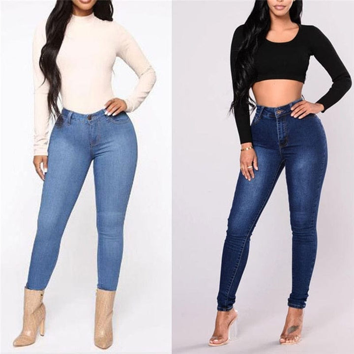 Fall Women Jeans Casual Mid Waist Push Up  Skinny Pants Bennys Beauty World