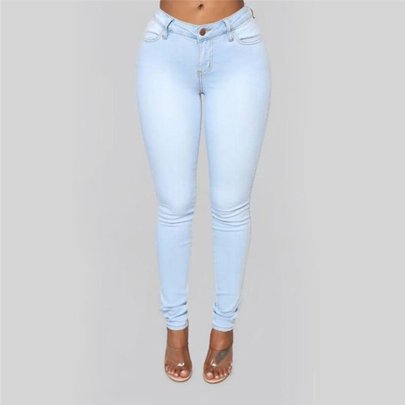 Fall Women Jeans Casual Mid Waist Push Up  Skinny Pants Bennys Beauty World