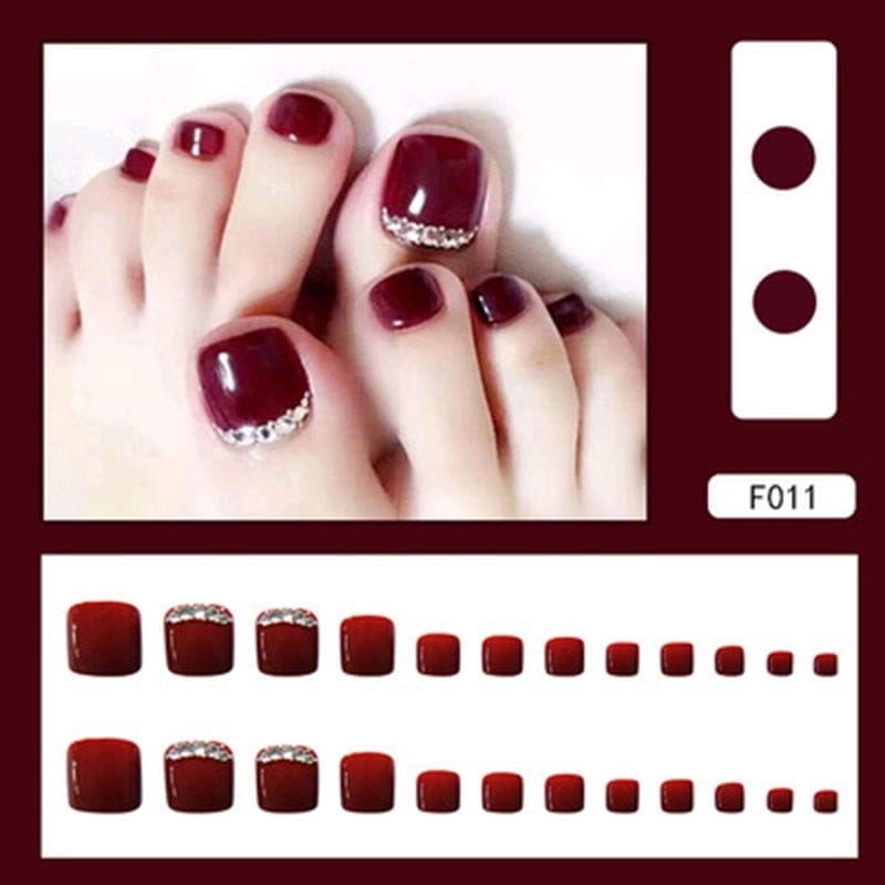 False Toe Nails 24 Pieces With Glue Bennys Beauty World