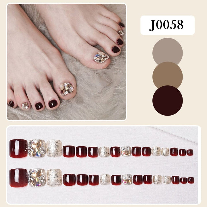 False Toe Nails 24 Pieces With Glue Bennys Beauty World