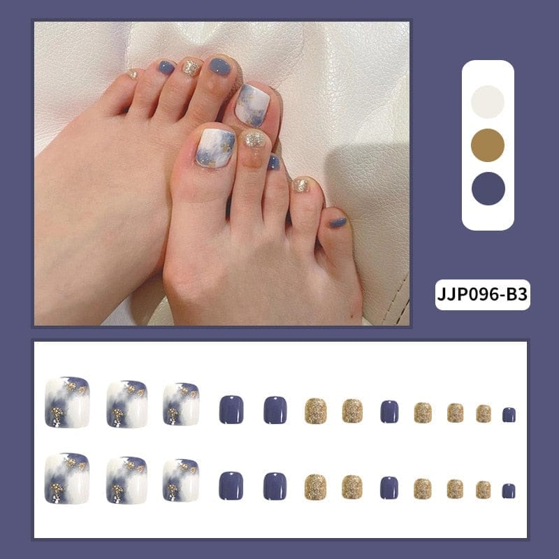 False Toe Nails 24 Pieces With Glue Bennys Beauty World