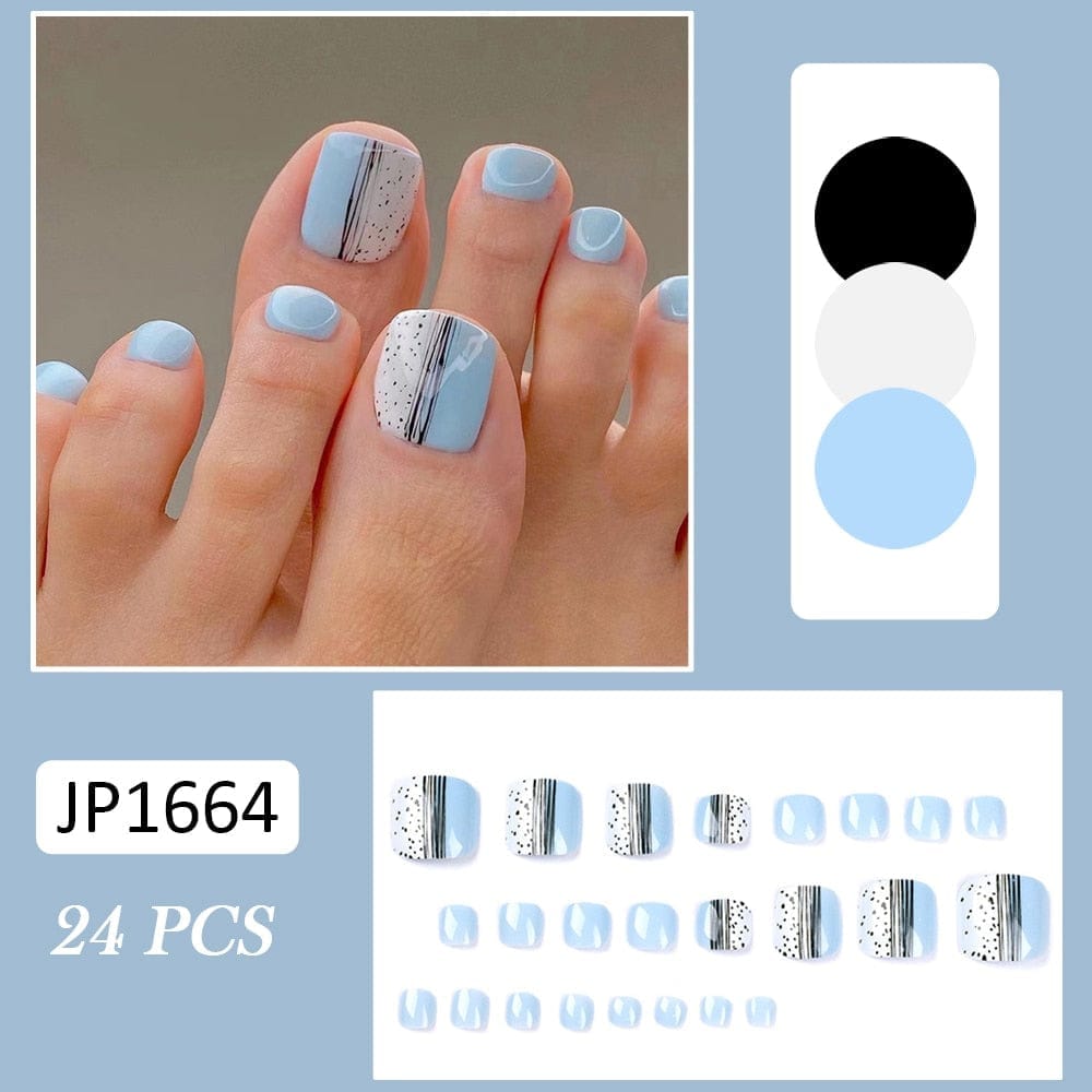 False Toe Nails 24 Pieces With Glue Bennys Beauty World