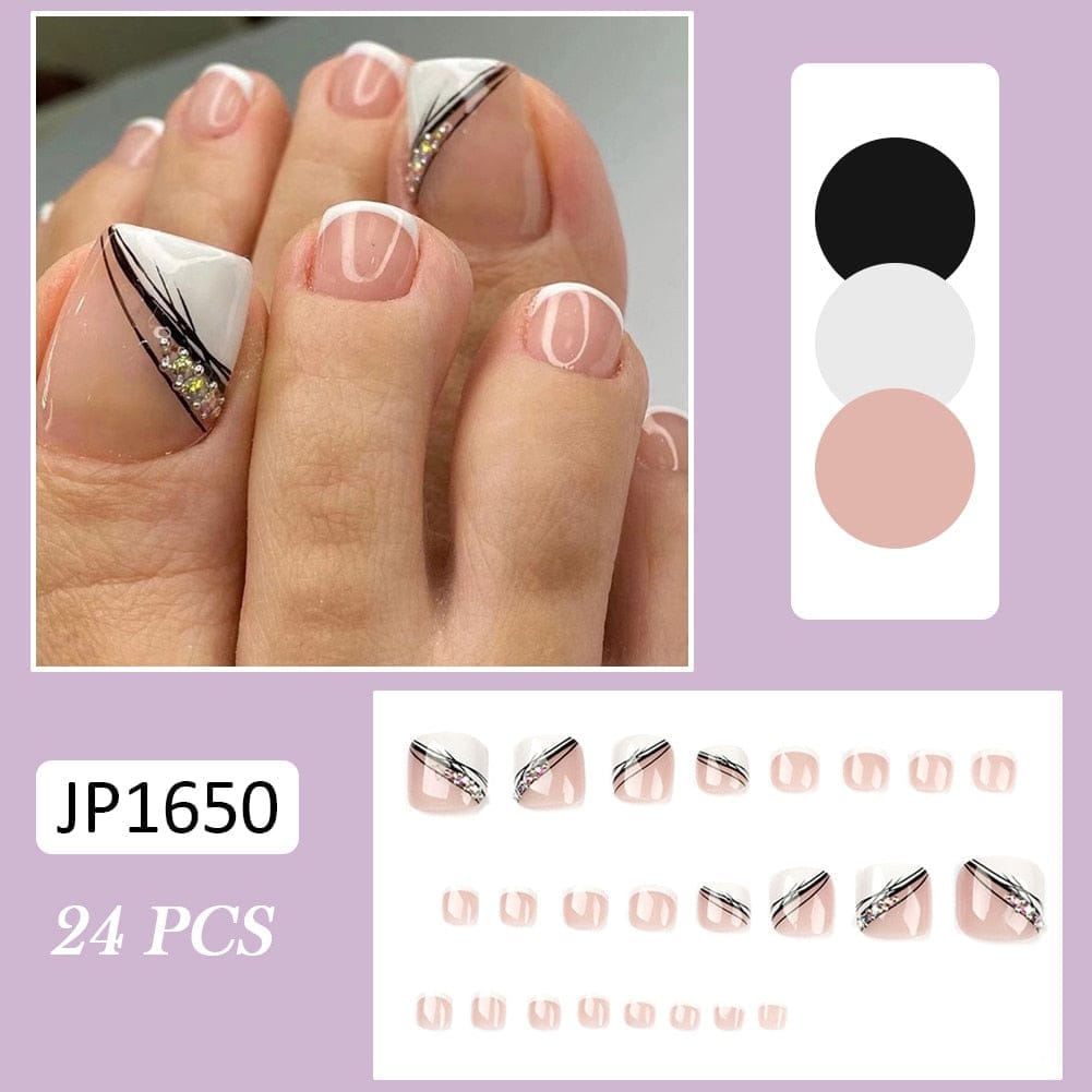 False Toe Nails 24 Pieces With Glue Bennys Beauty World