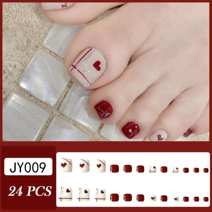 False Toe Nails 24 Pieces With Glue Bennys Beauty World