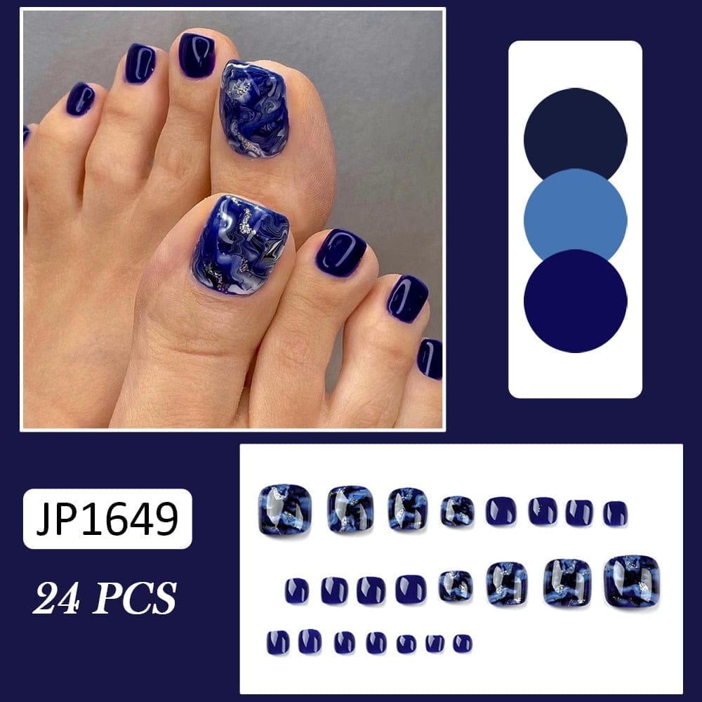 False Toe Nails 24 Pieces With Glue Bennys Beauty World