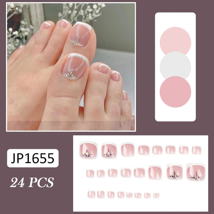 False Toe Nails 24 Pieces With Glue Bennys Beauty World