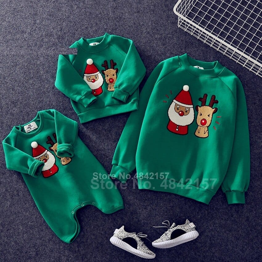 Family Christmas Sweaters Xmas Hoodies Pajamas Warm Santa Claus Sweatshirt Bennys Beauty World