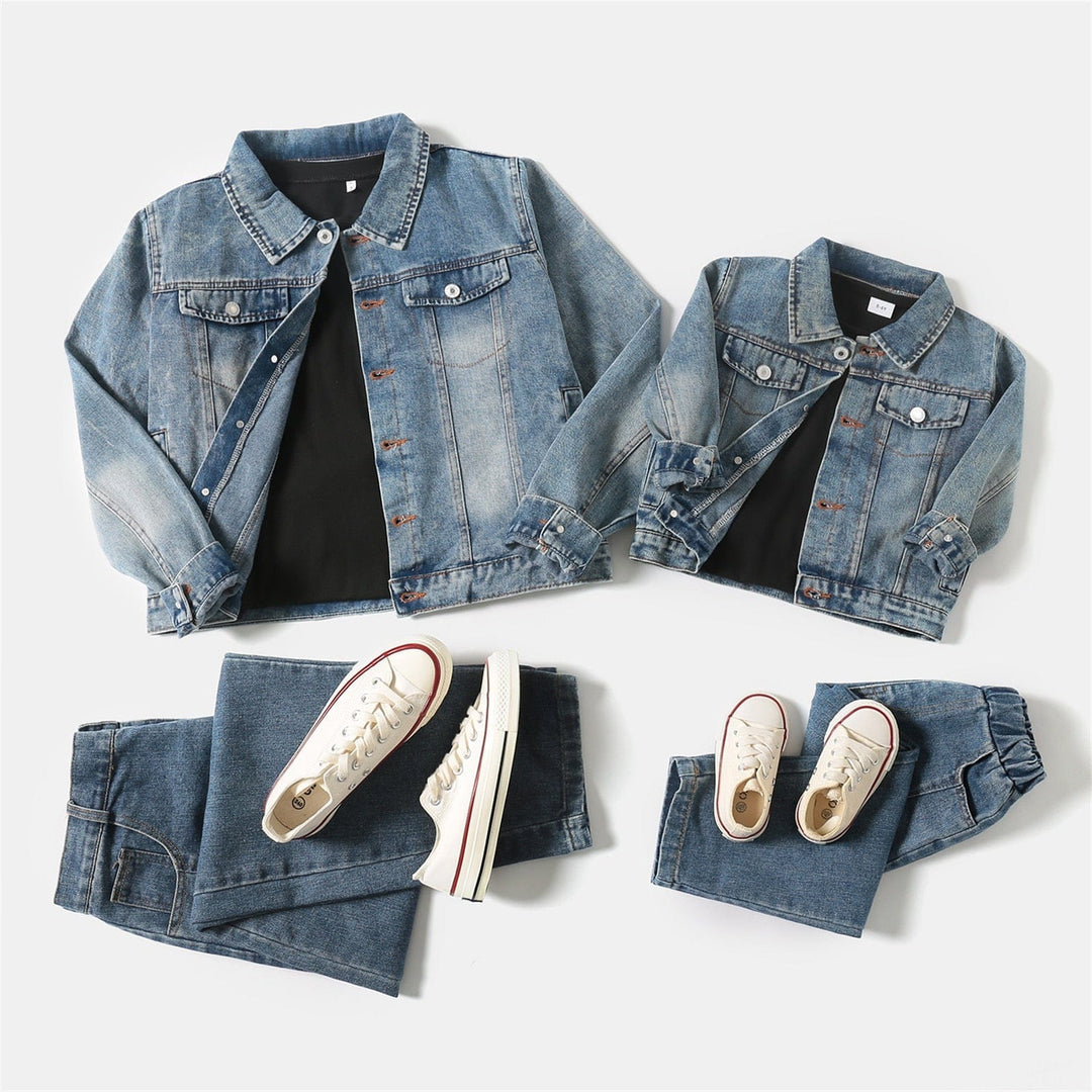 Family Matching Outfits Long-sleeve Distressed Denim Jacket Bennys Beauty World