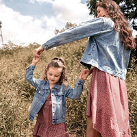 Family Matching Outfits Long-sleeve Distressed Denim Jacket Bennys Beauty World