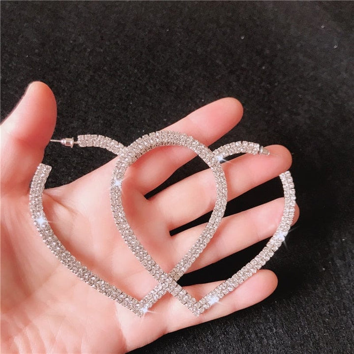 Fashion Big Heart Crystal Hoop Earrings for Women Bennys Beauty World