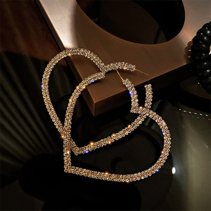 Fashion Big Heart Crystal Hoop Earrings for Women Bennys Beauty World