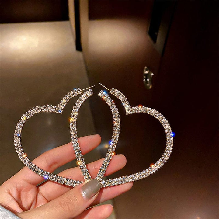 Fashion Big Heart Crystal Hoop Earrings for Women Bennys Beauty World