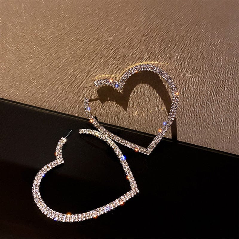 Fashion Big Heart Crystal Hoop Earrings for Women Bennys Beauty World