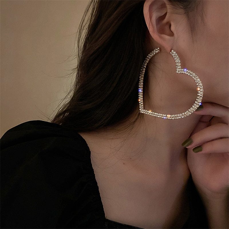 Fashion Big Heart Crystal Hoop Earrings for Women Bennys Beauty World