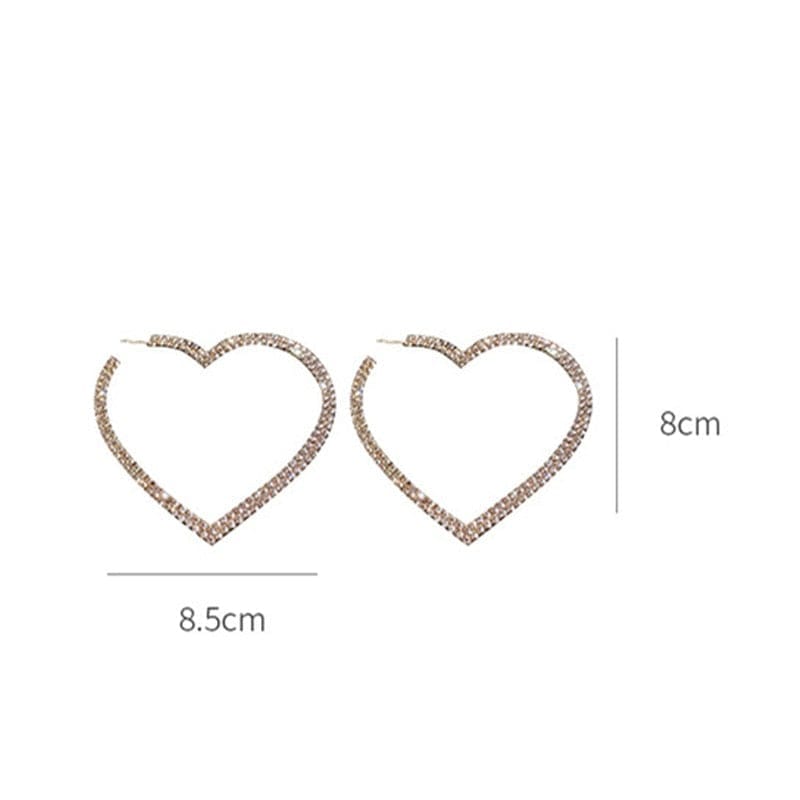 Fashion Big Heart Crystal Hoop Earrings for Women Bennys Beauty World