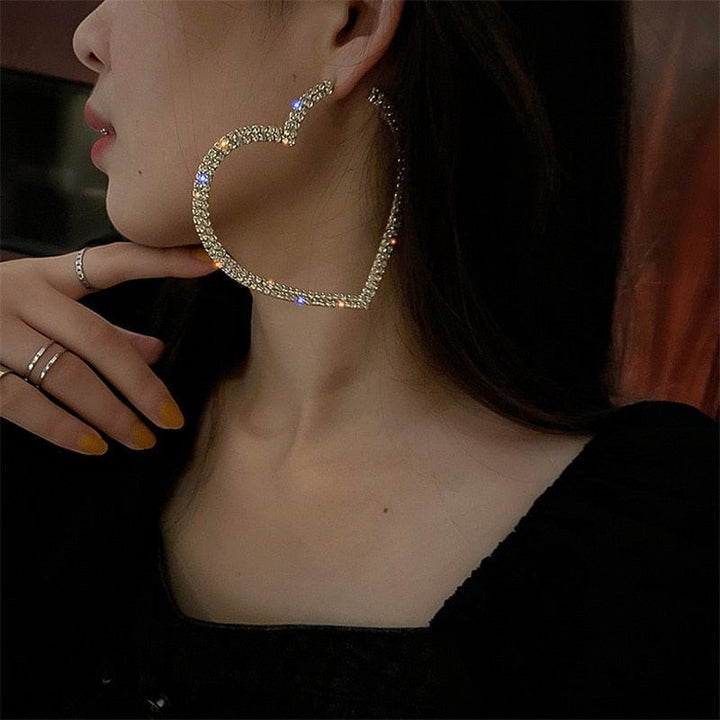 Fashion Big Heart Crystal Hoop Earrings for Women Bennys Beauty World