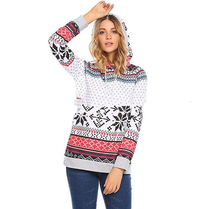 Fashion Christmas Print Double Hooded Women's Guard Bennys Beauty World