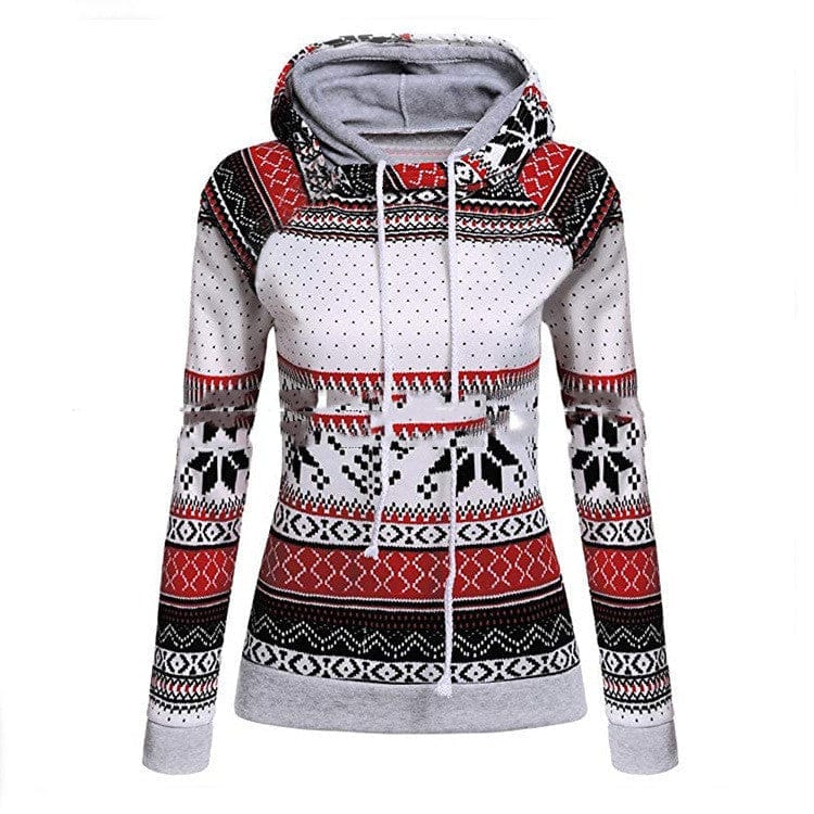 Fashion Christmas Print Double Hooded Women's Guard Bennys Beauty World