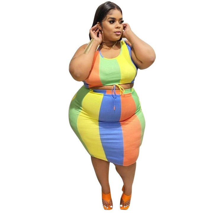 Fashion Colourful Two Piece Skirt Set For Plus Size Women Bennys Beauty World